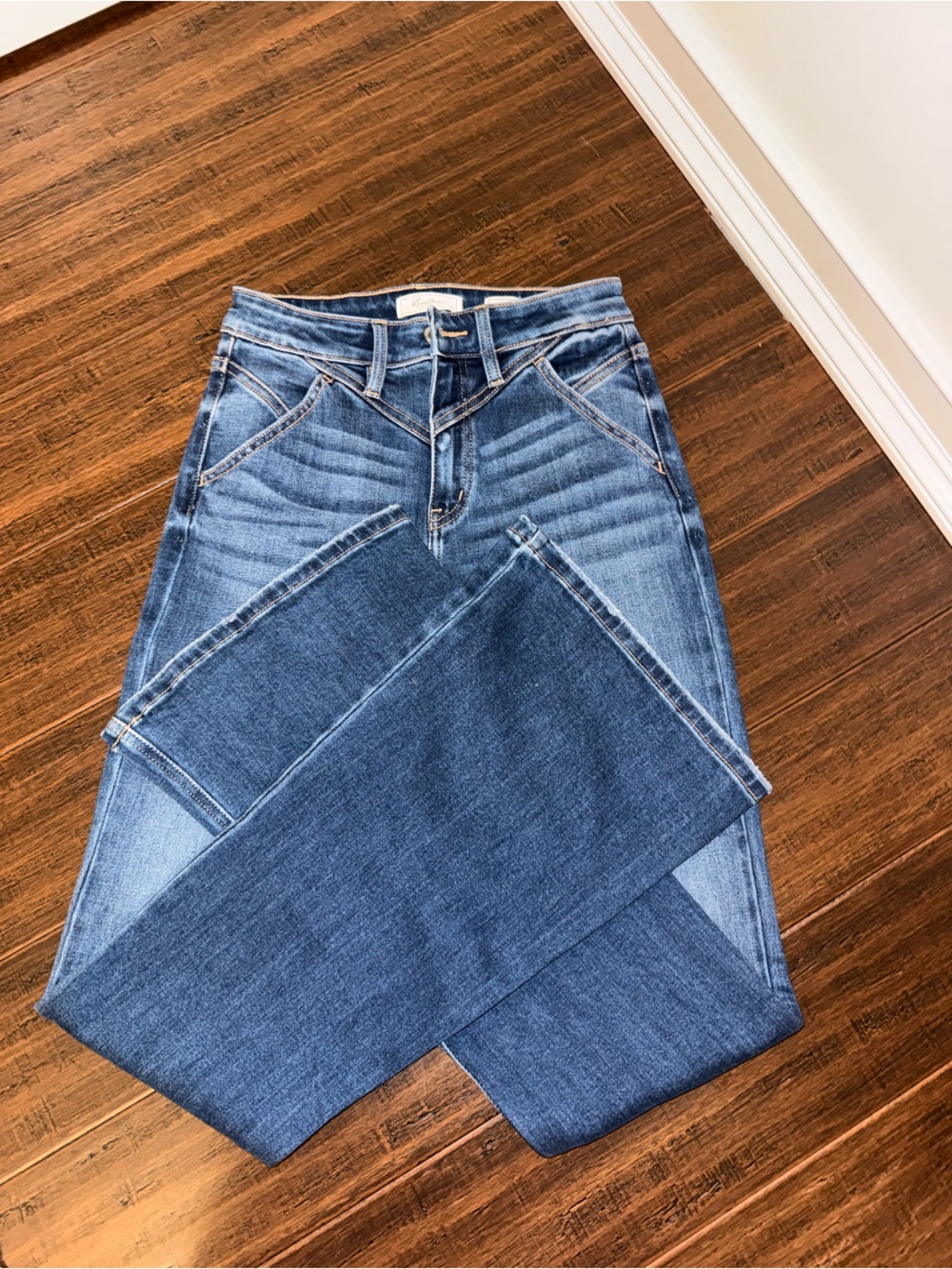 KanCan Women's Wide Leg Jeans in Blue Wash